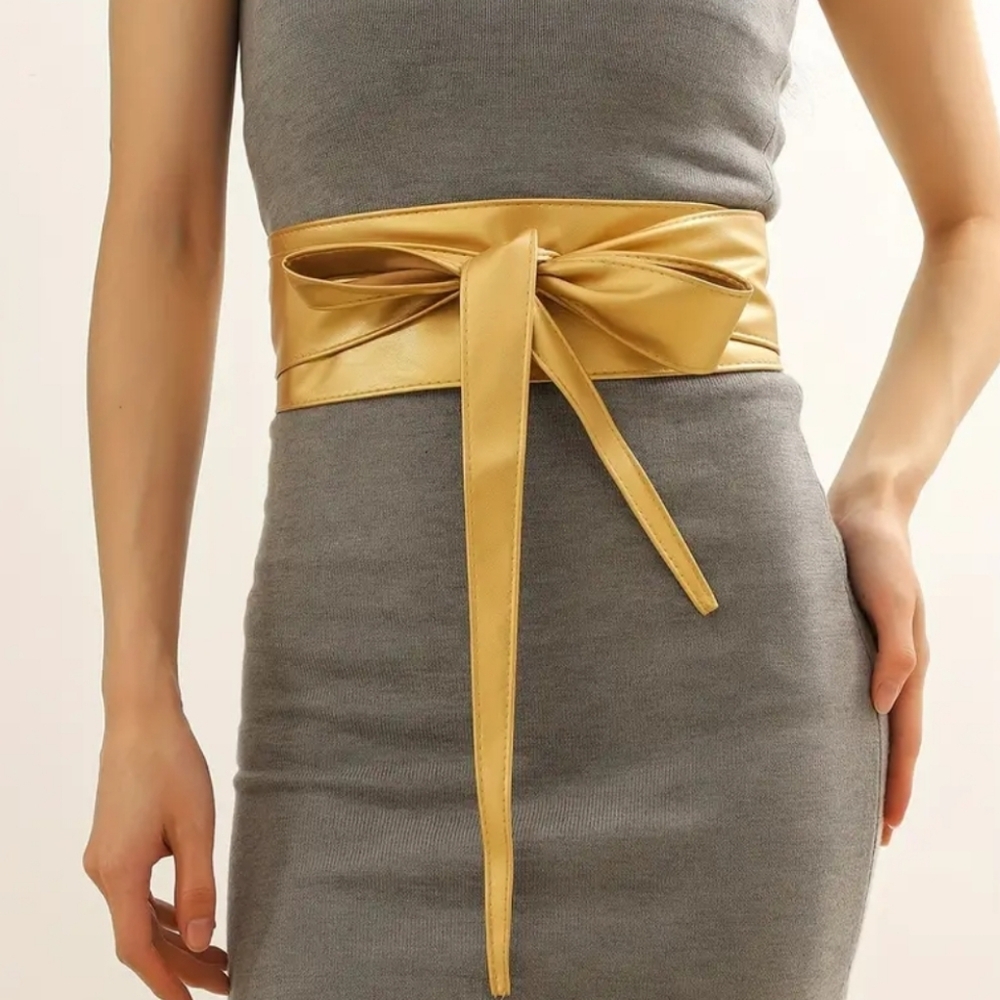 Boho Leather Waistband/ Wide Bowknot Belt